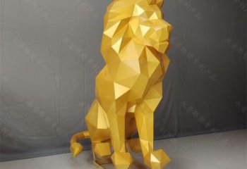 幾何獅子雕塑指用，景觀雕塑，藝術(shù)不銹鋼獅子雕塑點擊