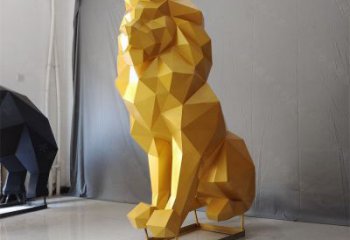 景觀獅子雕塑供應(yīng)，切面動物雕塑，不銹鋼獅子雕塑供求
