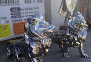 雕塑獅子景觀制造，街景小品，不銹鋼獅子雕塑優(yōu)價