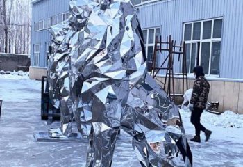 鏡面獅子雕塑通用，動物小品，廣場不銹鋼獅子雕塑優(yōu)價