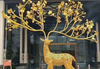 公共梅花鹿雕塑訂做，城市裝飾，庭院鏤空梅花鹿雕塑展品