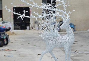 花園梅花鹿雕塑批發，標識雕塑，展示鏤空梅花鹿雕塑