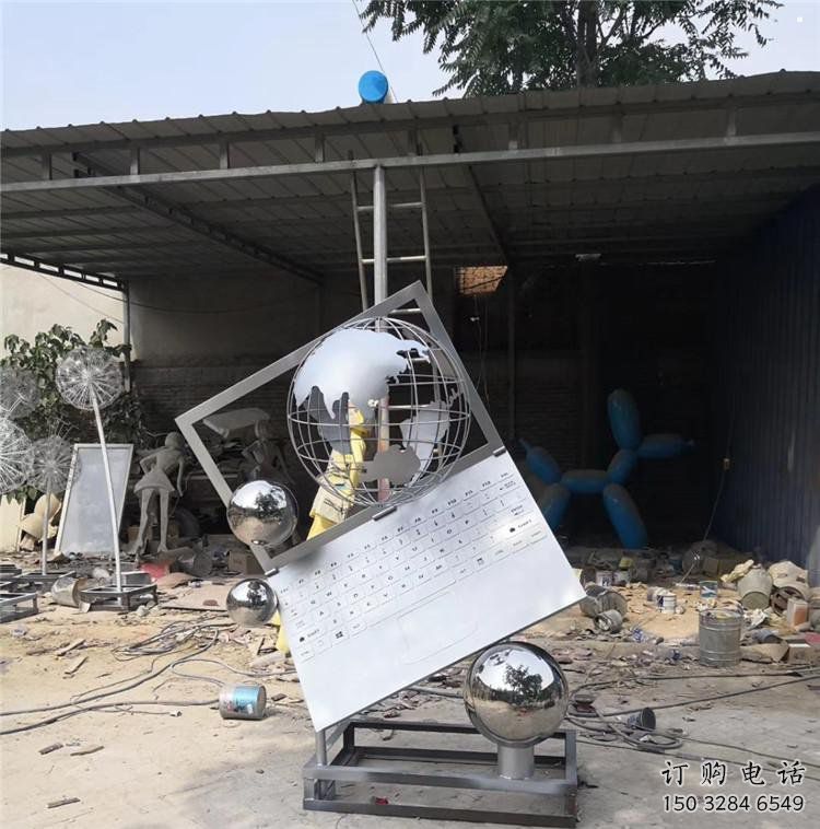 地球儀雕塑通用，街景小品，筆記本地球儀雕塑制造