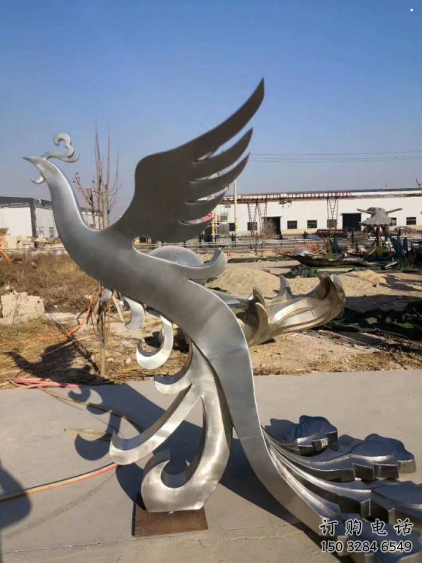 鳳凰雕塑精選，街頭藝術(shù)，公園不銹鋼鳳凰雕塑廠家