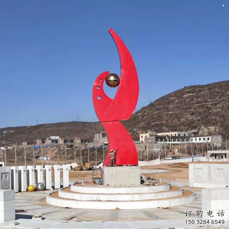 鳳凰雕塑點(diǎn)擊，景觀雕塑，幾何抽象鳳凰雕塑廠家