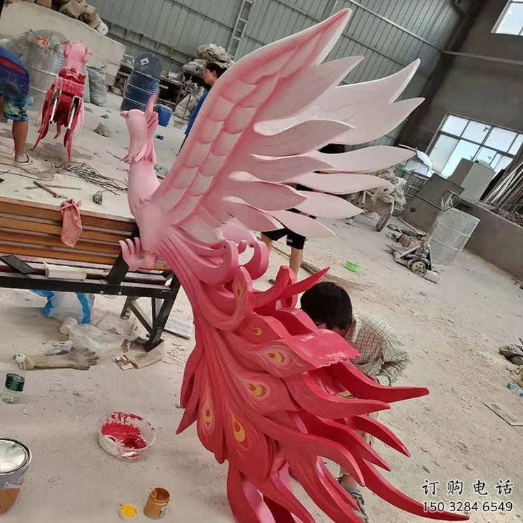 鳳凰雕塑觀賞型，廣場系列，玻璃鋼鳳凰雕塑廠家優(yōu)選