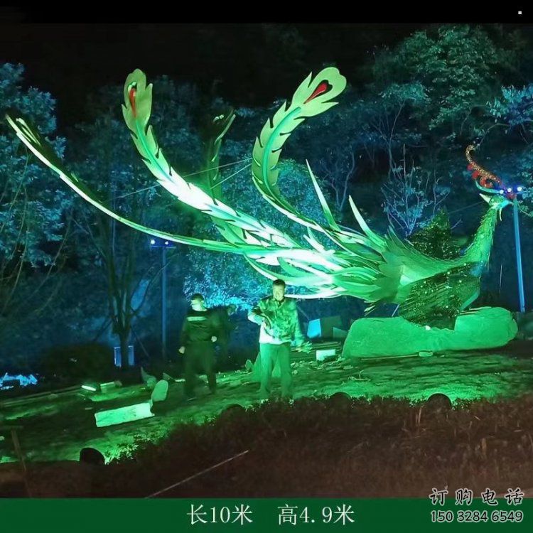 中式鳳凰雕塑定價(jià)，街頭雕塑，發(fā)光鳳凰雕塑制作廠家
