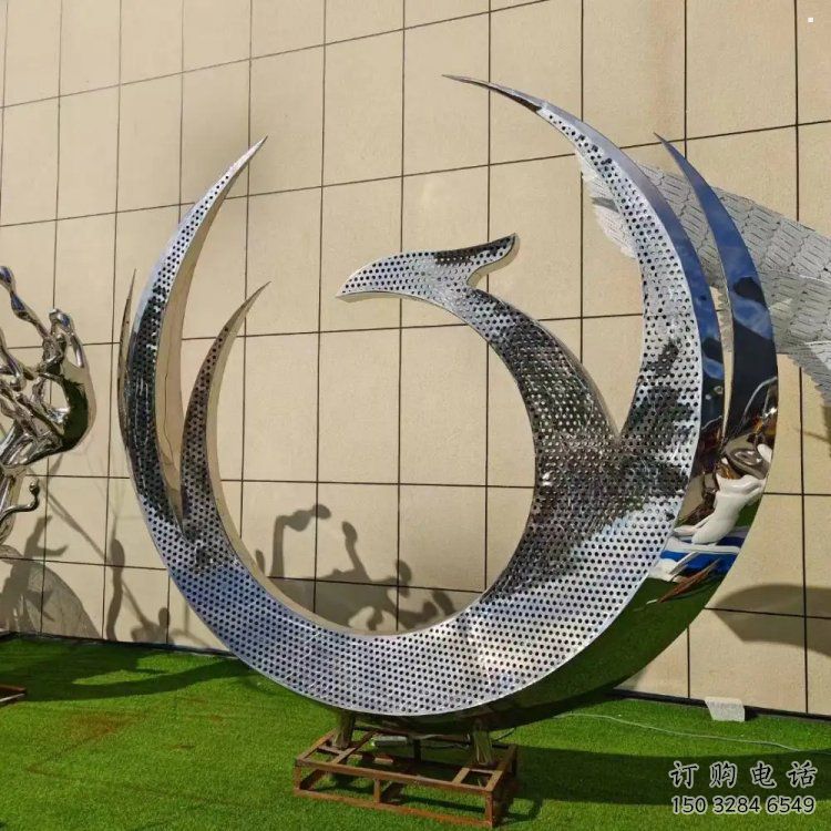 鳳凰雕塑精品，景觀概念，不銹鋼鳳凰圓環(huán)雕塑通用