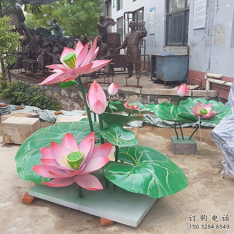 園林荷花雕塑標準，彩鋼制作，景觀荷花雕塑優(yōu)價