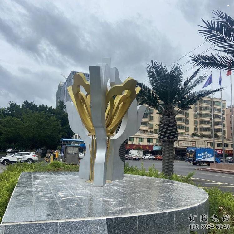 荷花雕塑廠家，街頭雕塑，不銹鋼荷花雕塑廠定價(jià)