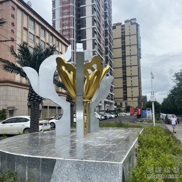 荷花雕塑常用，景觀概念，不銹鋼荷花雕塑廠家展品