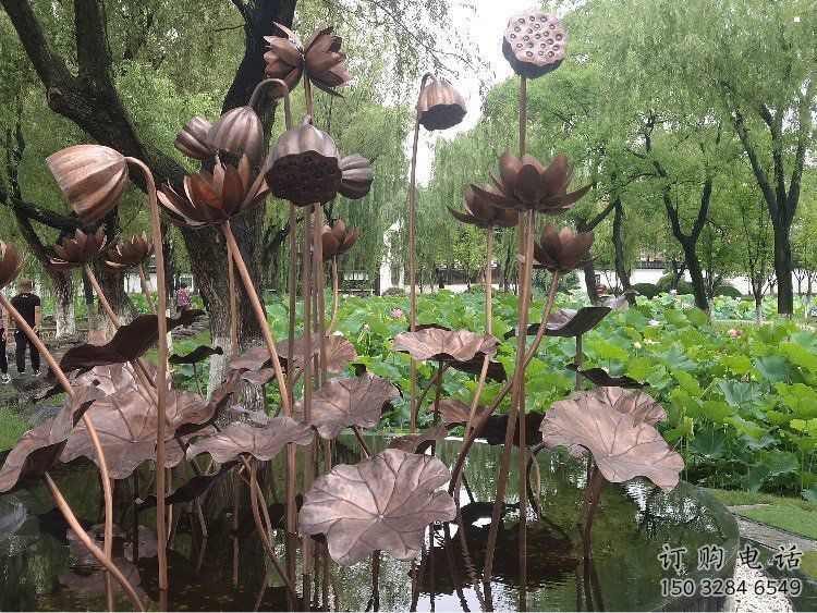 荷花雕塑供應，城區小品，戶外銅荷花雕塑制造商