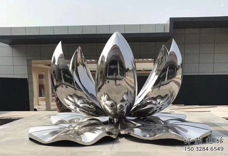 蓮花雕塑供需，室外軟裝，金屬鏡面蓮花雕塑制作