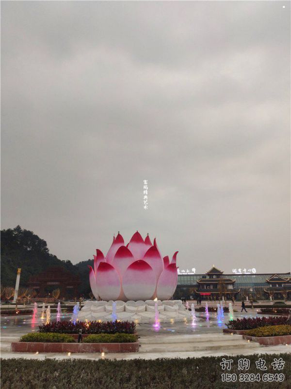 蓮花雕塑承接，街道標(biāo)識(shí)，彩繪蓮花噴泉雕塑供應(yīng)廠家