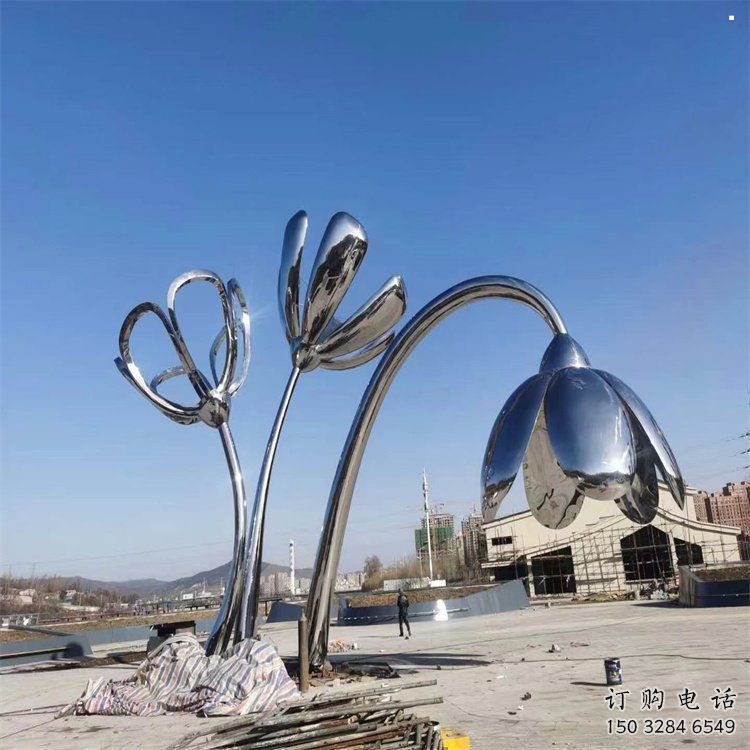 喇叭花雕塑承接，城市裝飾，大型不銹鋼喇叭花雕塑公司