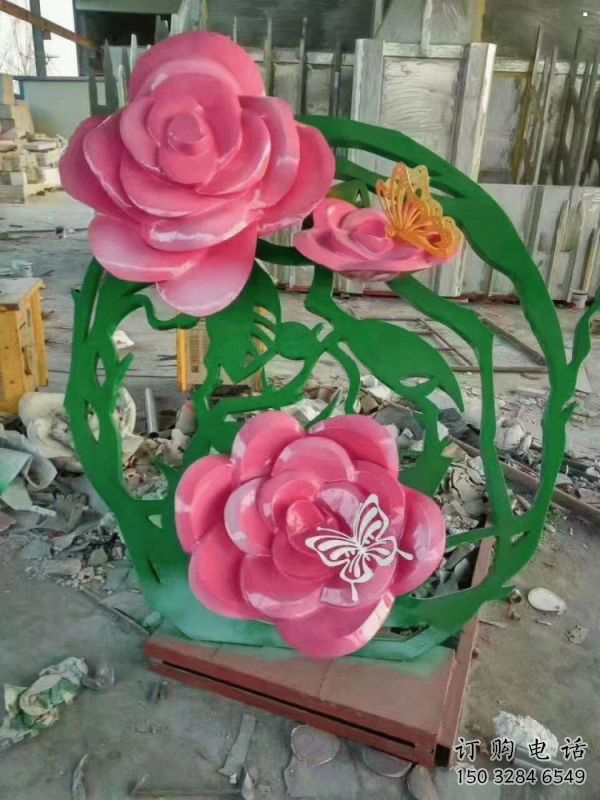 月季雕塑特供，白鋼構(gòu)件，景觀月季花朵雕塑供應(yīng)