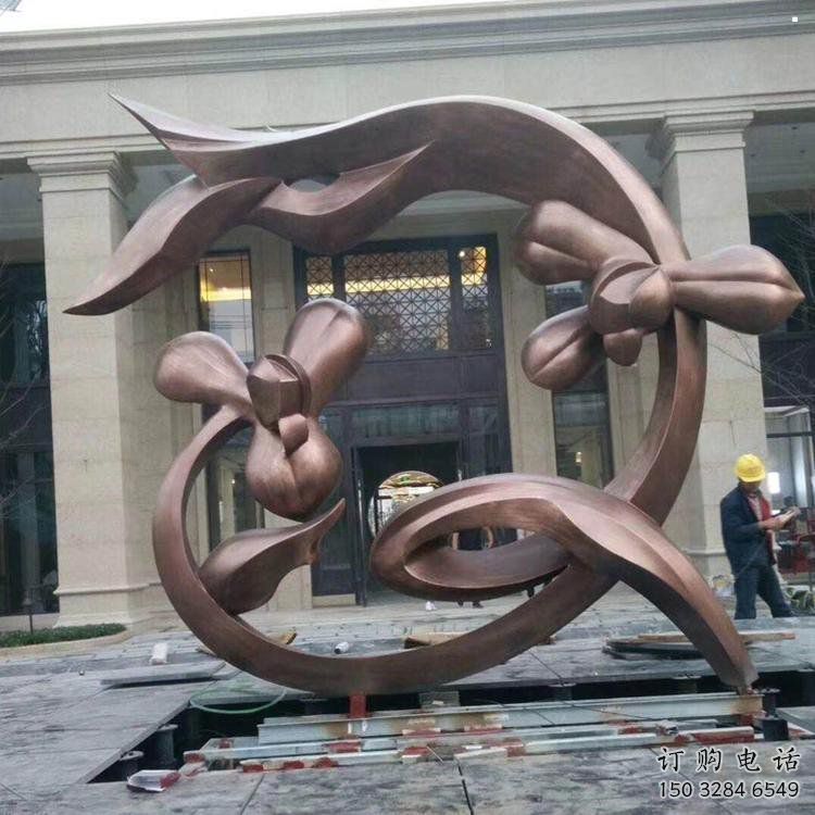 蘭花雕塑工程供應，美陳雕塑，鑄銅蘭花花朵雕塑廠家