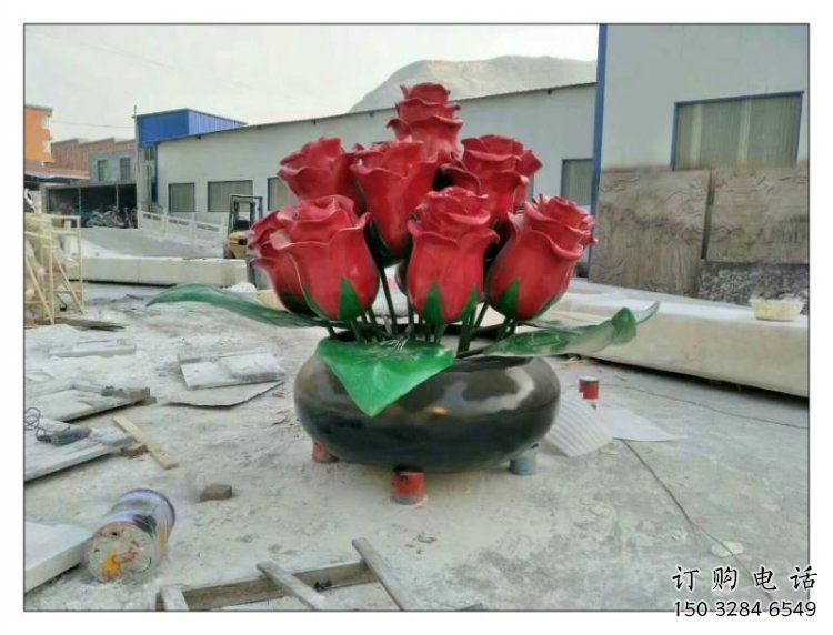 大型玫瑰花朵雕塑定制，多彩藝術(shù)，景觀玫瑰花朵雕塑定價(jià)
