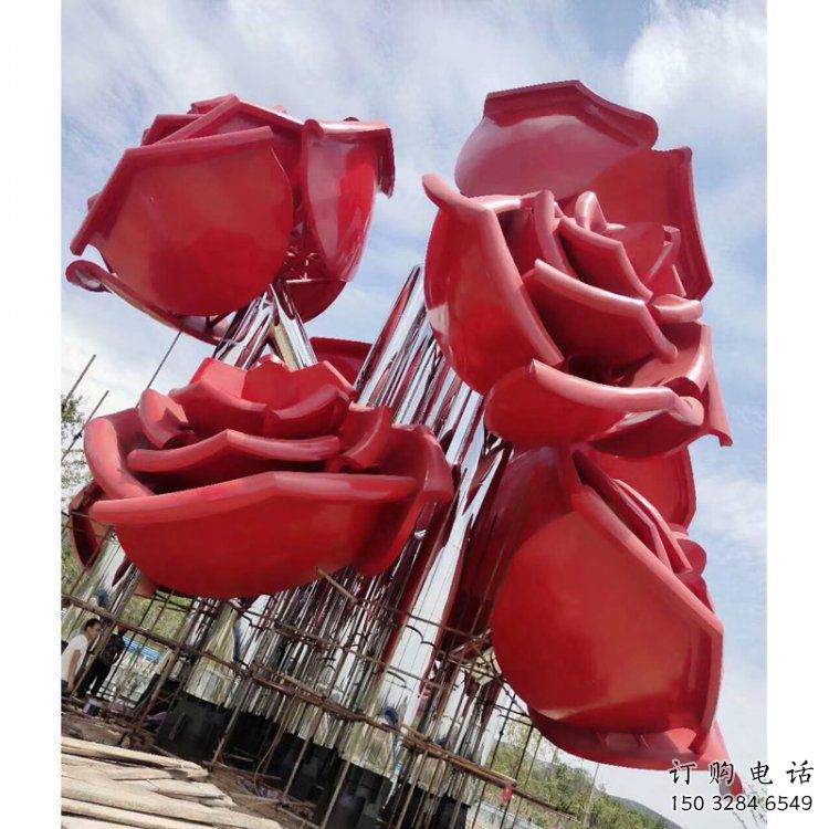 牡丹花雕塑制造，街景小品，花朵牡丹花雕塑廠家