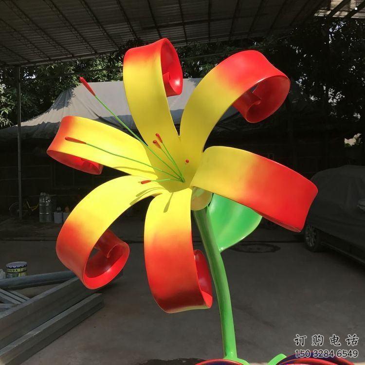 蘭花雕塑供應，圓雕體系，不銹鋼蘭花雕塑制作廠家