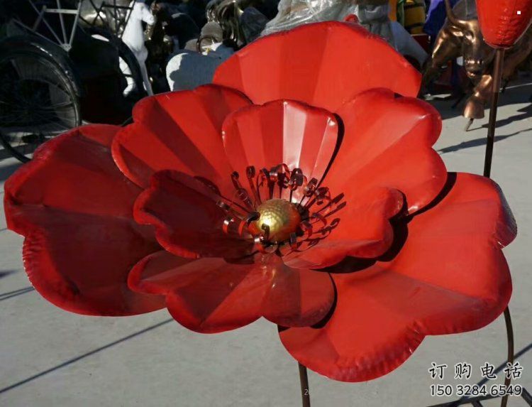 風車花雕塑批發，烤漆工藝，不銹鋼風車花雕塑承接
