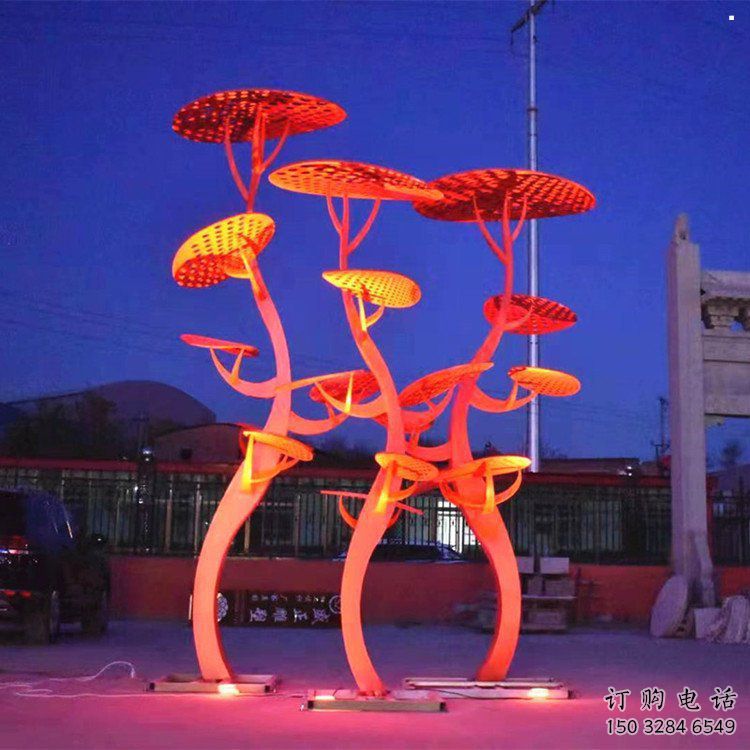 門口花傘雕塑點擊，地標擺件，不銹鋼花傘雕塑承接