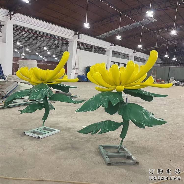 現代菊花雕塑定制，中式工藝，菊花雕塑造型優價