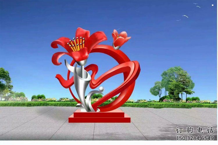 石榴花雕塑定價，景觀概念，不銹鋼石榴花雕塑預(yù)定