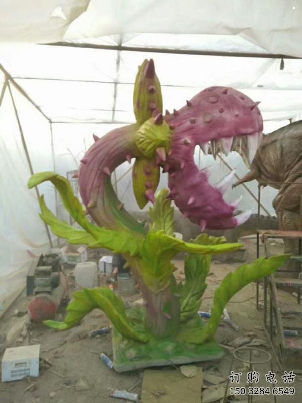 食人花雕制作，廣場系列，彩繪食人花雕塑優(yōu)選