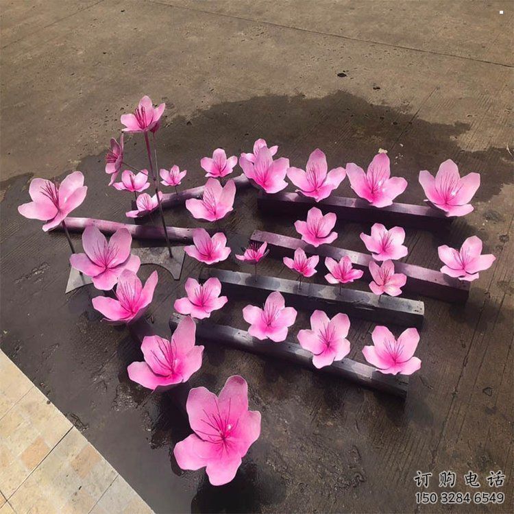 桃花雕塑工廠，美陳雕塑，烤漆桃花雕塑標(biāo)準(zhǔn)