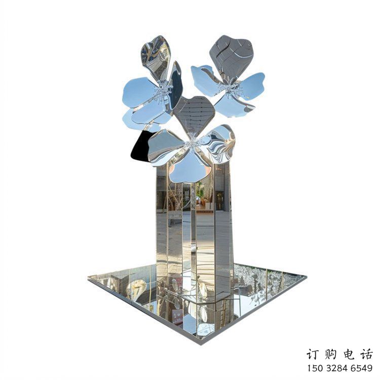 桃花雕塑供應，圓雕體系，不銹鋼桃花雕塑制作廠家