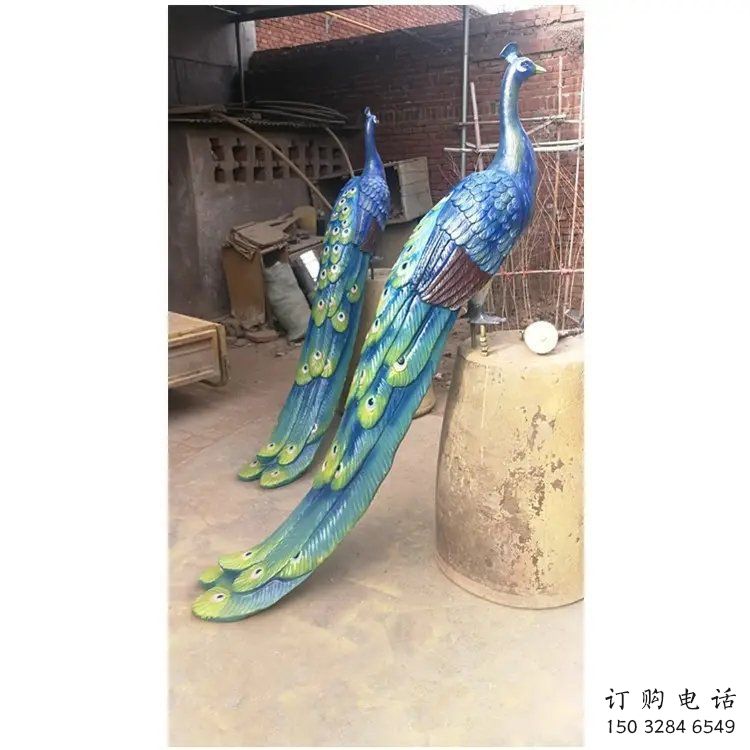 彩繪孔雀景觀批發(fā)，景觀雕塑，仿真孔雀雕塑定價