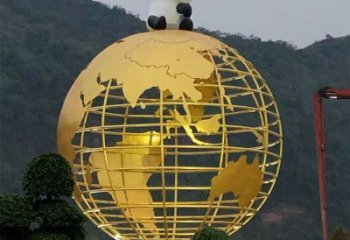 地球儀雕塑常用，鋼管組合，景觀烤漆地球儀雕塑生產