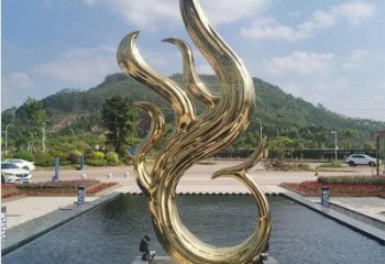 鳳凰雕塑優(yōu)價，村標概念，不銹鋼電鍍鳳凰雕塑廠家