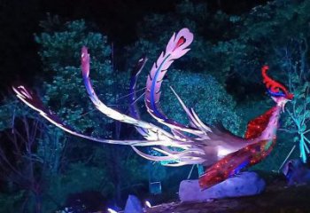 鳳凰雕塑專供，廣場雕塑，發(fā)光鳳凰雕塑標(biāo)準制作商