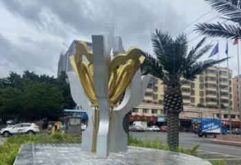 荷花雕塑廠家，街頭雕塑，不銹鋼荷花雕塑廠定價