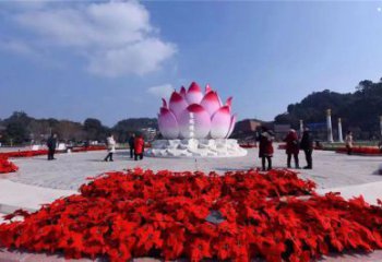 烤漆蓮花雕塑廠家，小區雕塑，不銹鋼蓮花噴泉雕塑優價