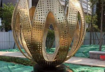 鏤空蓮花雕塑制作，市標(biāo)雕塑，燈光蓮花雕塑常用
