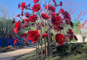 玫瑰花雕塑觀賞型，戶外雕塑，不銹鋼玫瑰花雕塑供給