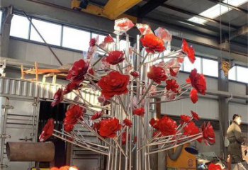 玫瑰花雕塑供應(yīng)，街景小品，鍛鋼不銹鋼玫瑰花雕塑優(yōu)價