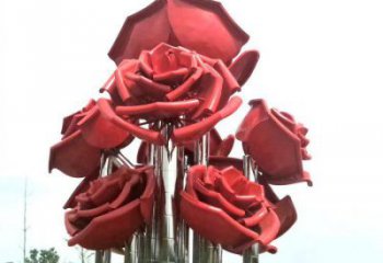 玫瑰花雕塑指用，小區(qū)擺件，不銹鋼玫瑰花雕塑制作