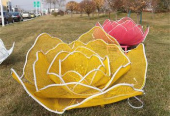 玫瑰花雕塑選用，彩鋼制作，燈光鏤空玫瑰花雕塑制造商