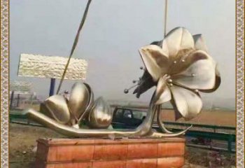 景觀喇叭花雕塑，仿真金屬花朵雕塑，美陳裝飾系列
