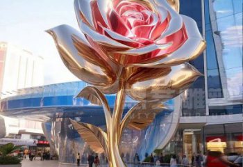 大型月季花雕塑廠家，街頭藝術(shù)，不銹鋼月季花雕塑通用