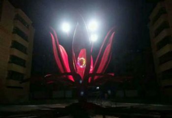 燈光花朵雕塑常用，公園小品，燈光茶花雕塑生產商