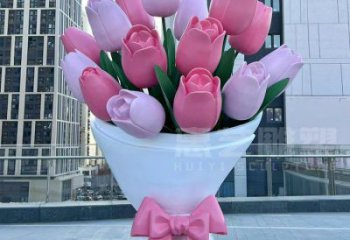 花朵雕塑生產(chǎn)，城區(qū)小品，郁金香花朵雕塑標準