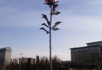 花朵月季雕塑承接，街景小品，月季花朵雕塑標志訂做