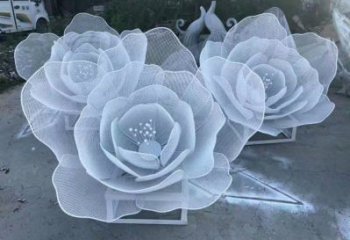牡丹花雕塑點擊，城區(qū)小品，園林鏤空牡丹花雕塑承接