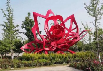 牡丹花雕塑精選，陸地?cái)[件，不銹鋼牡丹花雕塑廠家