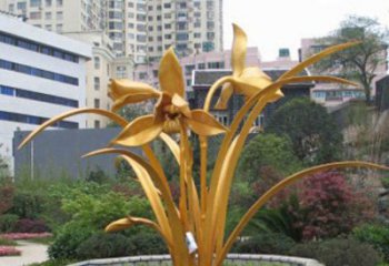 蘭花雕塑定價(jià)，村標(biāo)概念，不銹鋼蘭花雕塑廠家選用